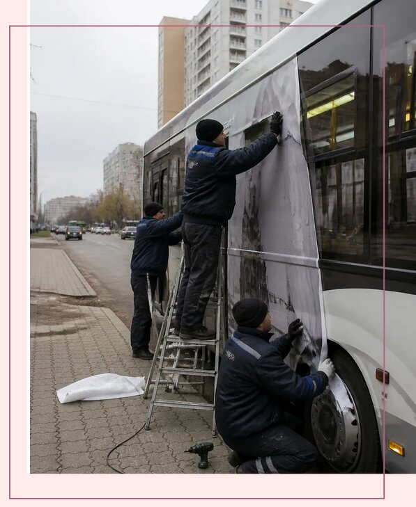 Изготовление и монтаж рекламы на автобусах в Кропоткине